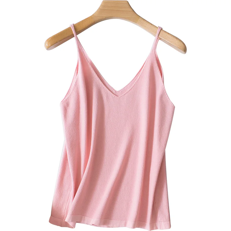 

Summer new Cashmere Camisole Small female Korean Female models Slim Sleeveless Short paragraph bottoming Knit Sweater