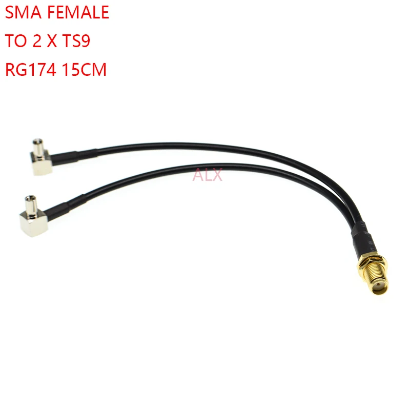 

15CM Antenna extension SMA FEMALE JACK TO Y TYPE 2 X TS9 MALE PLUG connector Splitter Cable RF adapter for HUAWEI 3G/4G modem