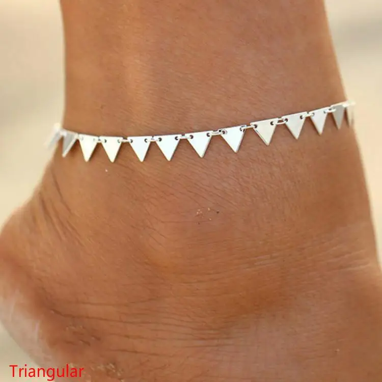 Браслет на ногу в форме морской звезды, браслет с жемчугом и бусинами для женщин, цепочка на ногу, ювелирные изделия для тела, Enkelbandje Chaine De Pied - Окраска металла: Triangular Silver