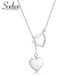 Necklace Pendant 925-Jewelry 925-Sterling-Silver Sodrov Double-Heart High-Quality Women Necklace Pendant 925-Jewelry 925-Sterling-Silver Sodrov Double-Heart High-Quality Women