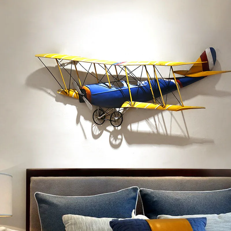 

Modern Wrought Iron Aircraft Shape Wall Hanging Crafts Wall Decoration Pendant Coffee Shop Bar Home Wall Sticker Mural Ornament