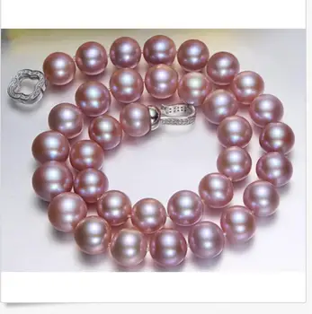 

gorgeous 12-13mm round south sea lavender pearl necklace 19inch 925s