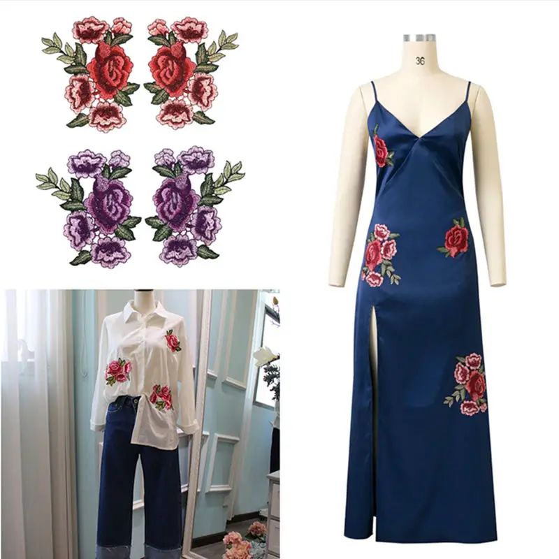 

Embroidery Rose Flower Sew On Patch Applique diy Crafts Stiker for Jeans Hat Bag Clothes Accessories Badges