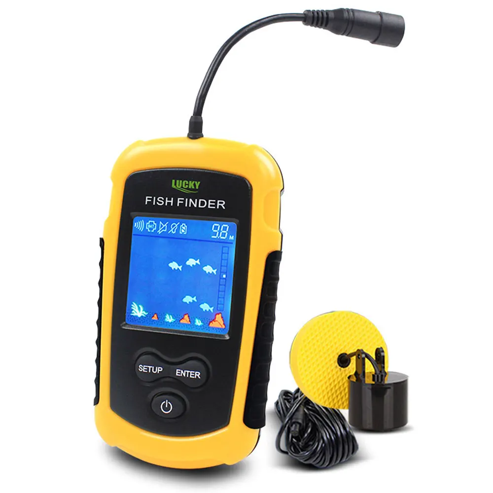 Color Display Portable Fish Finder Sonar Sounder Alarm Transducer