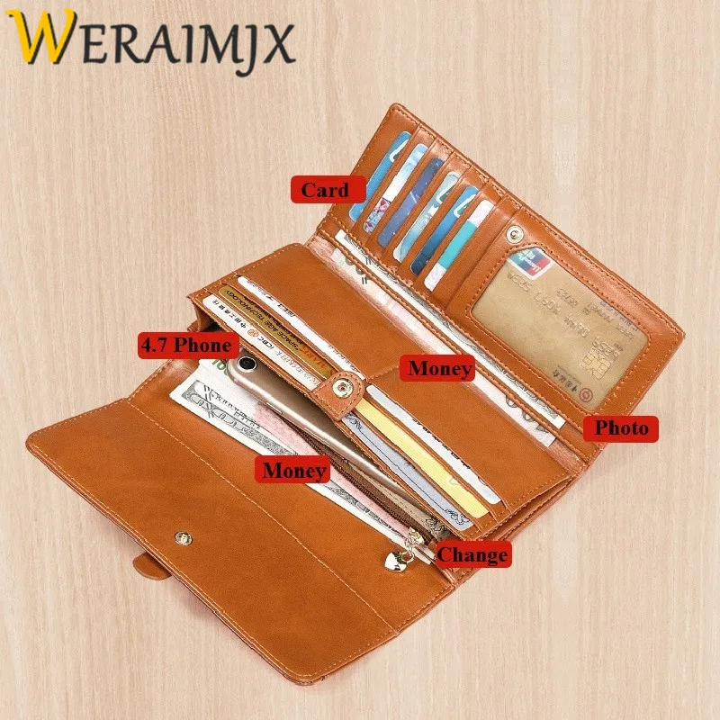 

WERAIMJX Fashion Women Wallet Coin Purse Split Leather Ladies Wallet Female Card Holder Long Clutch Carteira Feminina MJ271