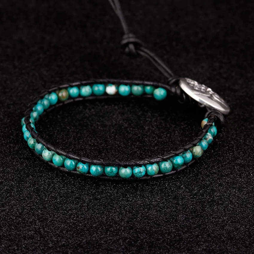 Moories Natural Stone Wrap Leather Bracelet Copper Buckle Women's Bohemian Stones Adjustable Bracelets for Woman 2018 (3)