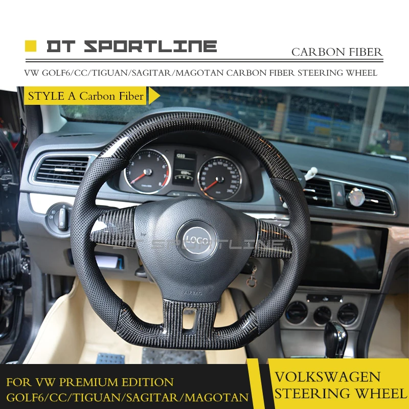 

DT SPORTLINE Carbon Fibre Racing Steering Wheel For VW Golf6/CC/TIGUAN/SAGITAR/MAGOTAN Premium Edition Replacement Accessories