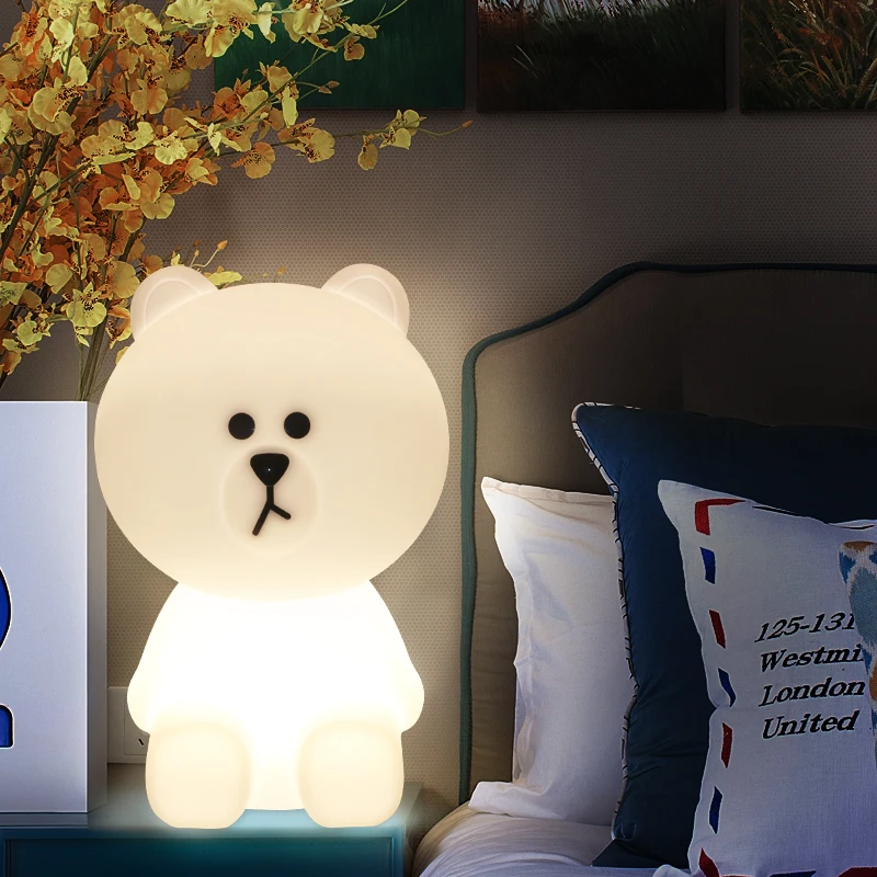 Lâmpada de Mesa Luminárias para o Bebê Quarto dos Miúdos Luz da Noite das Crianças Urso Marrom Bonito Lâmpada Lampe Lamparas Led Criativo 17 das Crianças Criativo luminárias para o bebê quarto dos miúdos