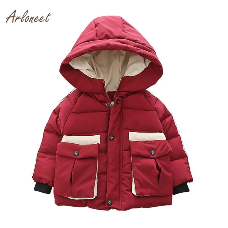 

ARLINEET 2018 Baby Toddler Boys Girls Autumn Winter Hooded Coat Cloak Thick Warm Clothes Long sleeve Button Up Collar S3JAN31