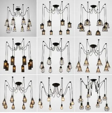 

Vintage Spider pendant lights luminaire lamp Loft E27 Industrial Lighting Retro Loft Hanging Suspension Fixtures Home 110V 220V