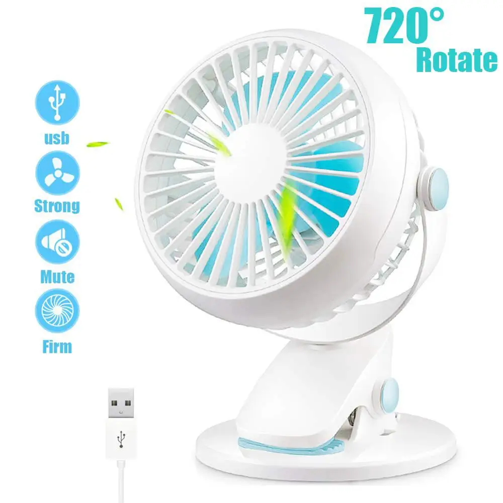 

Fashion Mini Home Desktop Mute 360 Degrees Rotation 2 Wind Speed Fan with Clamp