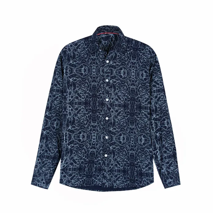 

2019 Summer Fashion New Hawaiian Shirt Men Long Sleeve 100% Cotton Casual Reticular Printed Shirt Male Holiday Clothing FM186