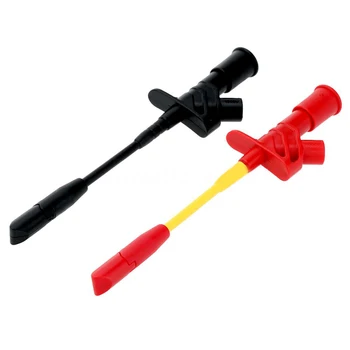 

1pair Piercing Test Needle Test Clips 4mm Socket Multimeter Testing Probe Hook Lips For Electrical Test