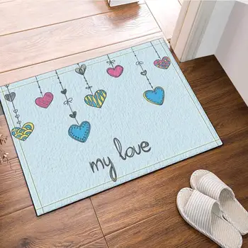 

Valentine's Day Bath Rugs Hanging Heart-Shaped My Love Creative Romance Printing Non-Slip Doormat Floor Entryways Front Door Mat