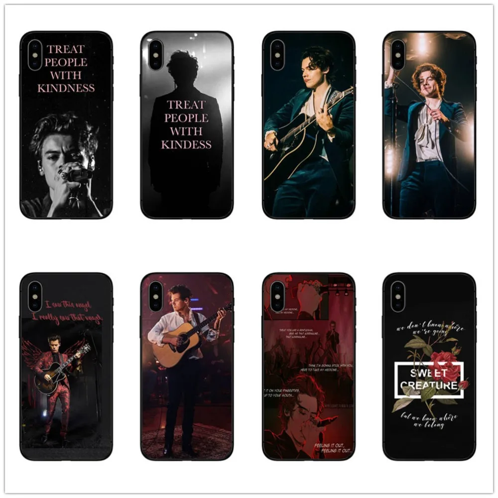 

Harry Styles Treat People With Kindness Black Soft silicone Phone Cases Cover For iPhone X XR XS MAX 6 7 8 6S PLUS 5S SE 5 coque