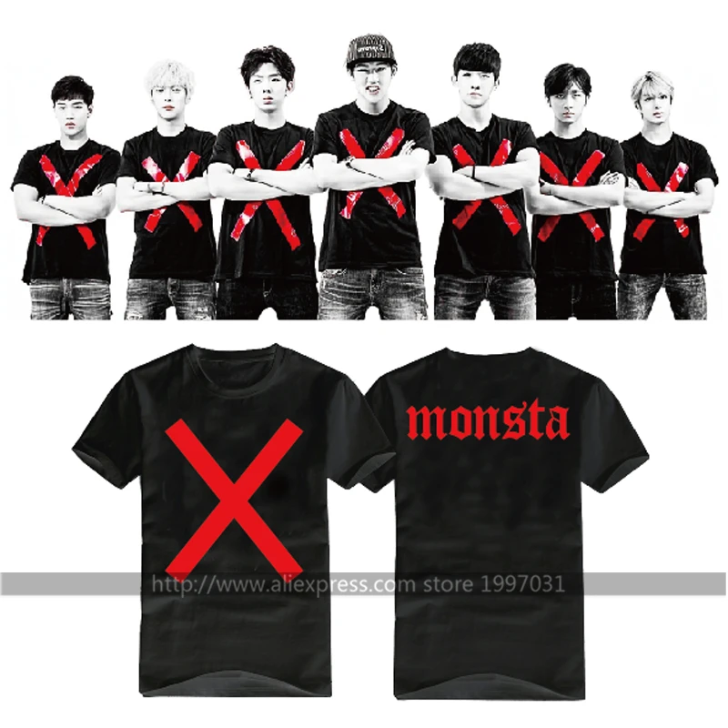 Kpop Monsta Xロゴ赤 Wonho Im Minhyuk Yookihyun Hyungwon Shownu Jooheon同じスタイル半袖tシャツ T Shirt Style T Shirt T Shirtt Shirt Short Aliexpress