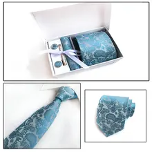 6 шт мужские шелковые жаккардовые Пейсли Цветочные Зажимы для галстука на шею Жених бар булавка Карманный квадратный платок шелковый галстук носовой платок запонки