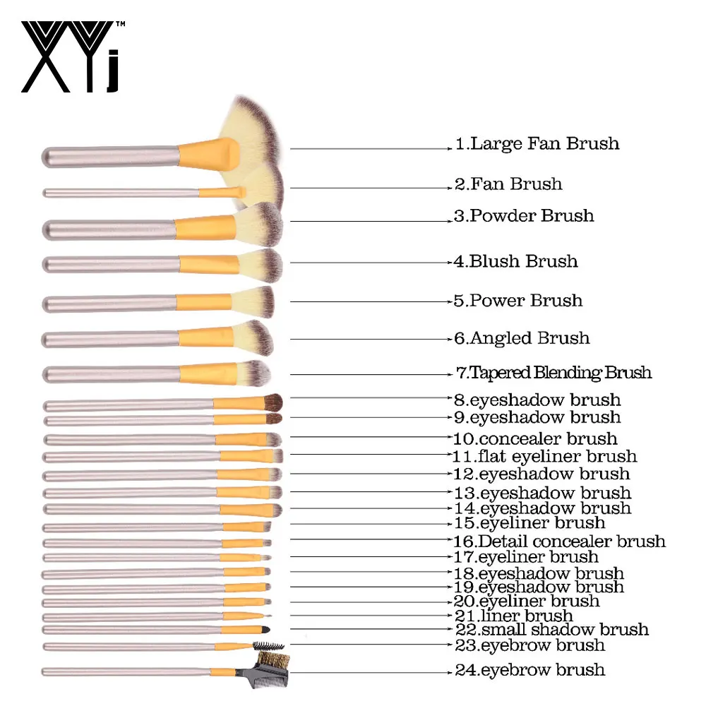 24 шт. набор кистей для макияжа полный набор инструментов для макияжа Тени для век Кисть Премиум синтетическая основа смешивание скрывающий порошок кисть