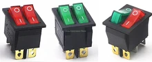 KCD2 KCD8 Двойной Лодка Rocker Switch 6 Pin On-Off С Зеленый Красный Свет 20A 125VAC