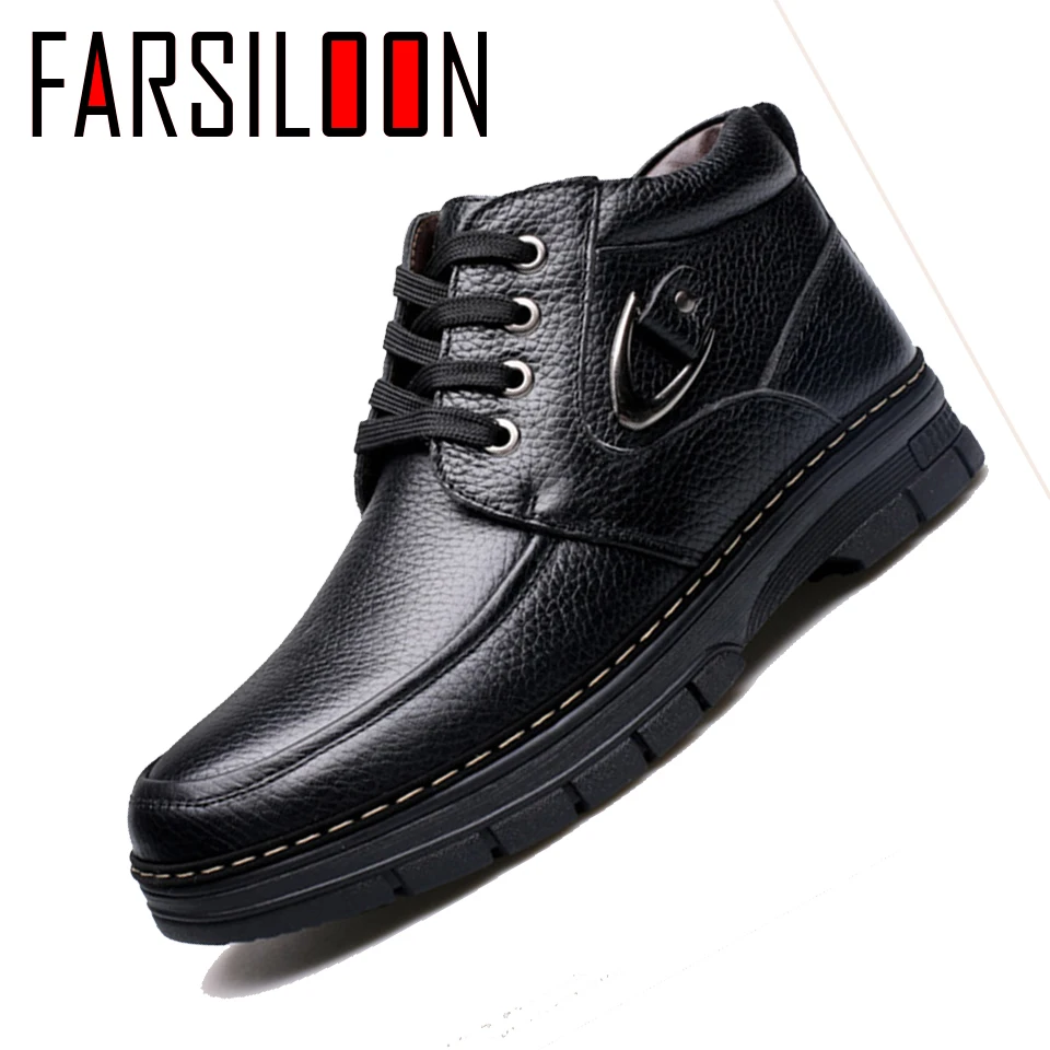 

Men's Boots Causal Comfortable Waterproof Soft Warm Male Boots Winter Lace-Up Solid Mid Rome Men's Velvet Snow Boots JLL032