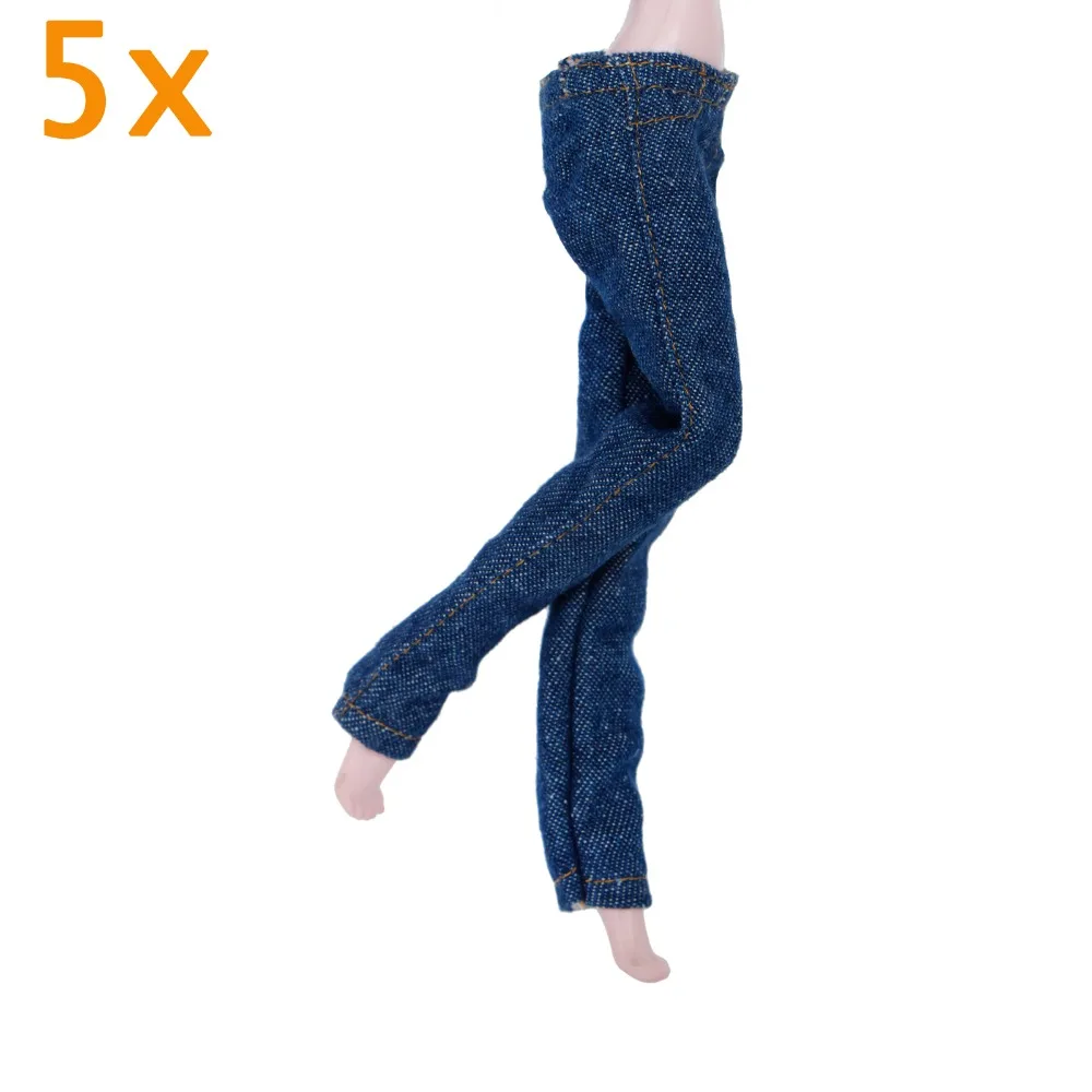 Fashion 5 Pcs/Lot Trousers Mix Style Pants Cool Jeans Bottom Skirt Dress Clothes for Monster High Doll Accessories Baby DIY Toy