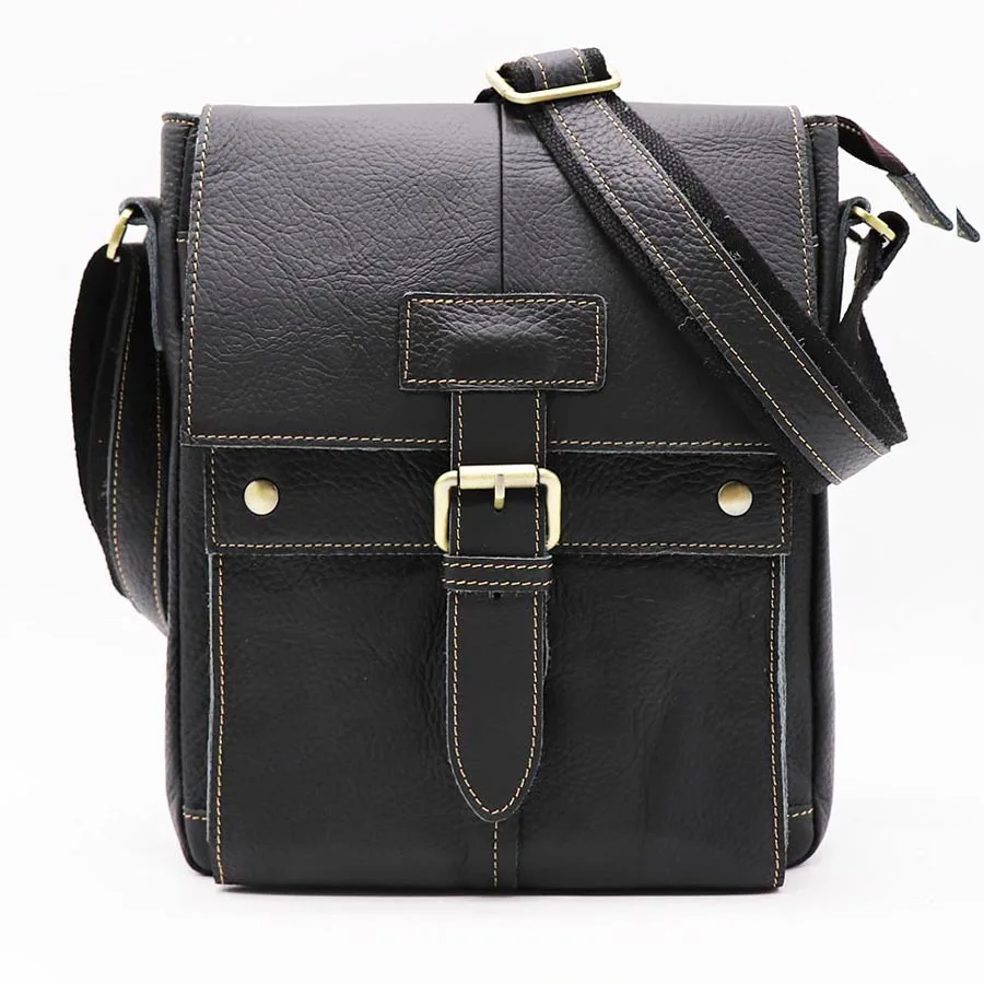 

Brand Genuine Leather 10' Casual Cross Body Shoulder Bag Men's Messenger Bags Male Cowhide Travel Pack For Cell Phone Wallet