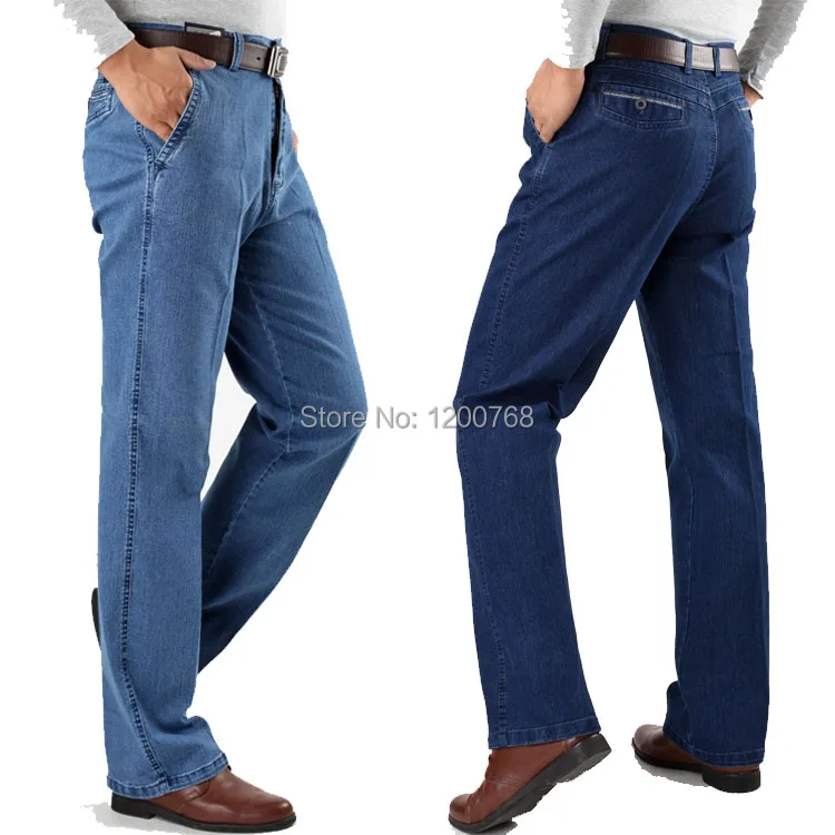 

Quinquagenarian Plus Size jeans Male Men's High Waist Summer Casual Jeans Father Spring Autumn Loose Elastic Straight Jeans