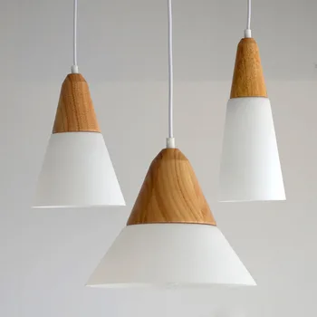 

2016 new Creative simple modern solid wood single head glass lamp Restaurant Bar aisle personality lighting