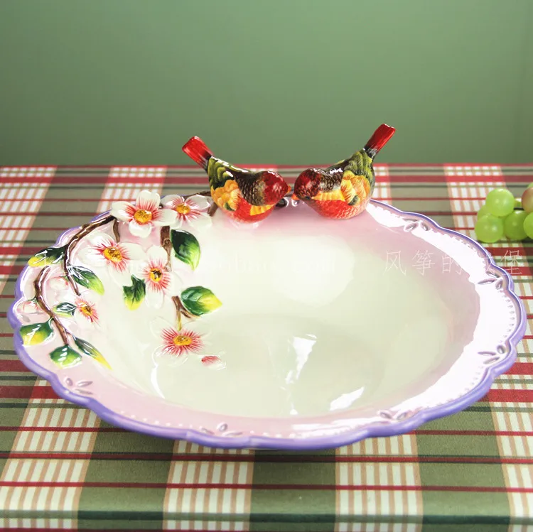 Beste Keramische rode vogels fruit Snoep Opslag schotel kom Dessert Snack salade home decor bruiloft decoratie handwerk beeldje