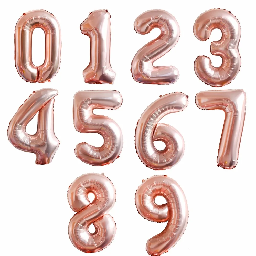 

FENGRISE Rose Gold Happy Birthday Number Balloons 1st 18 21 30 40 50 Number Balloon Champagne Birthday Party Decoration Ballon