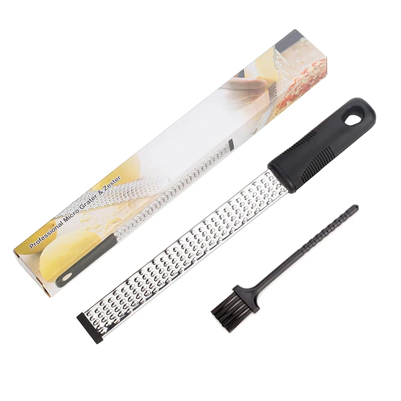 

Stainless Steel Nutmeg Microplane Grater Lemon Zester Fruit Peeler Cheese & Spice Grater+Bonus Brush