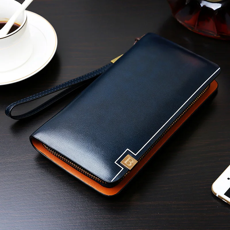 Mens' Zipper PU Leather Wallet Men Clutch Hand Bag Male Fashion Clutch Purse