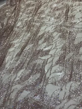 

Hot selling Cyndi-12.1122 glued glitter sequins lace fabric African French net tulle Lace Fabric for party