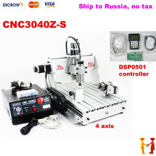 

Ship to Russia,no tax! CNC 3040Z-S 4axis,cnc router /Drilling Milling Machine,CNC 3040 engraving machine with DSP0501 controller