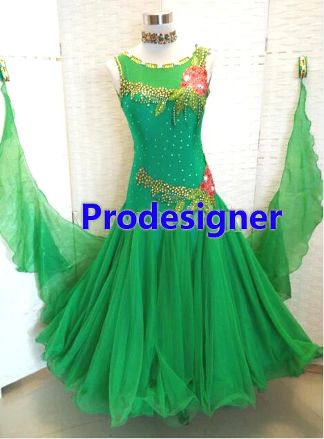 New Competition Slik organza ballroom Standard dance font b dress b font juvenile dance clothing stage