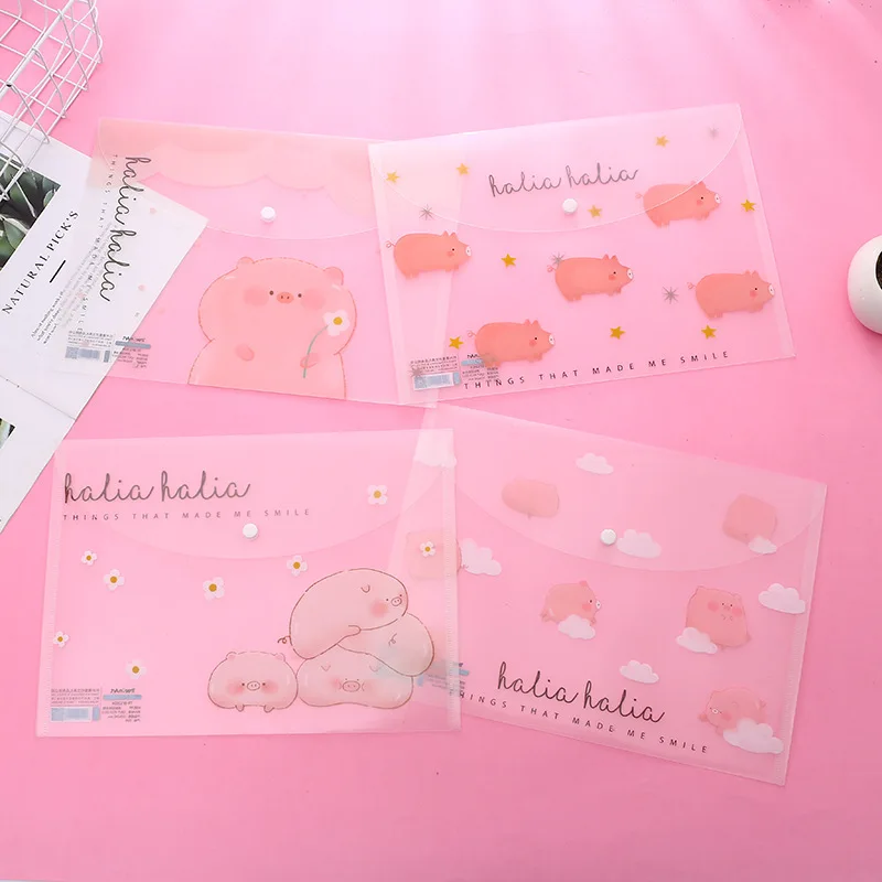 

Cute Cartoon Pig File Bag Document Bag File Folder Stationery Filing Production