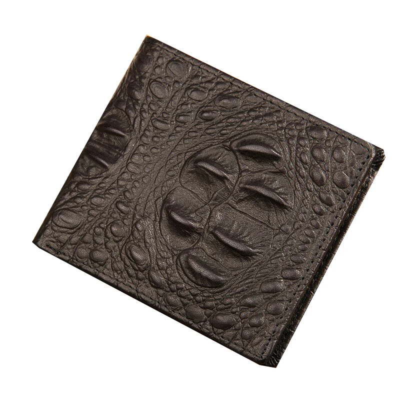 

2017 Hot Casual Genuine Leather Short Alligator Head Men Wallet Crocodile Coin Pocket Men Coin Purses Wallet Men Purse