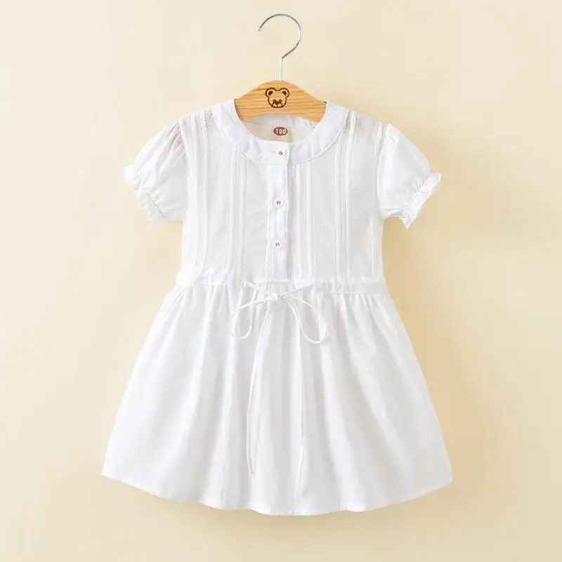 

Baby Toddler Children's Clothing Cotton Short Sleeve White Summer School Girls Blouse Shirts Dress Kids Dresses For Girl JW6515
