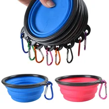 Fashion Pet Dog Feeders Bowl Black Box Folding Silicone Pet Bowl Portable Dog Bowl Tableware with Mountaineering Buckle