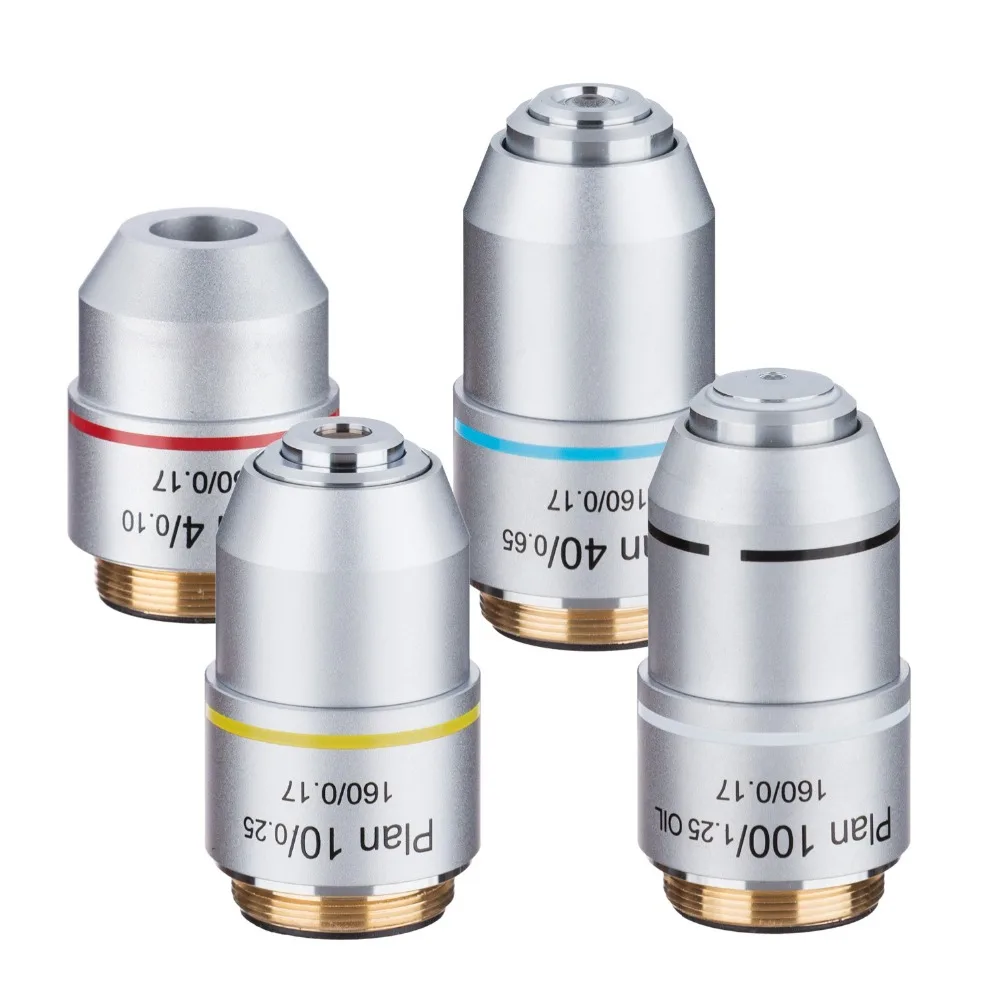 Комплект объективов AmScope Plan 4X 10X 40X 100X PAX | Инструменты