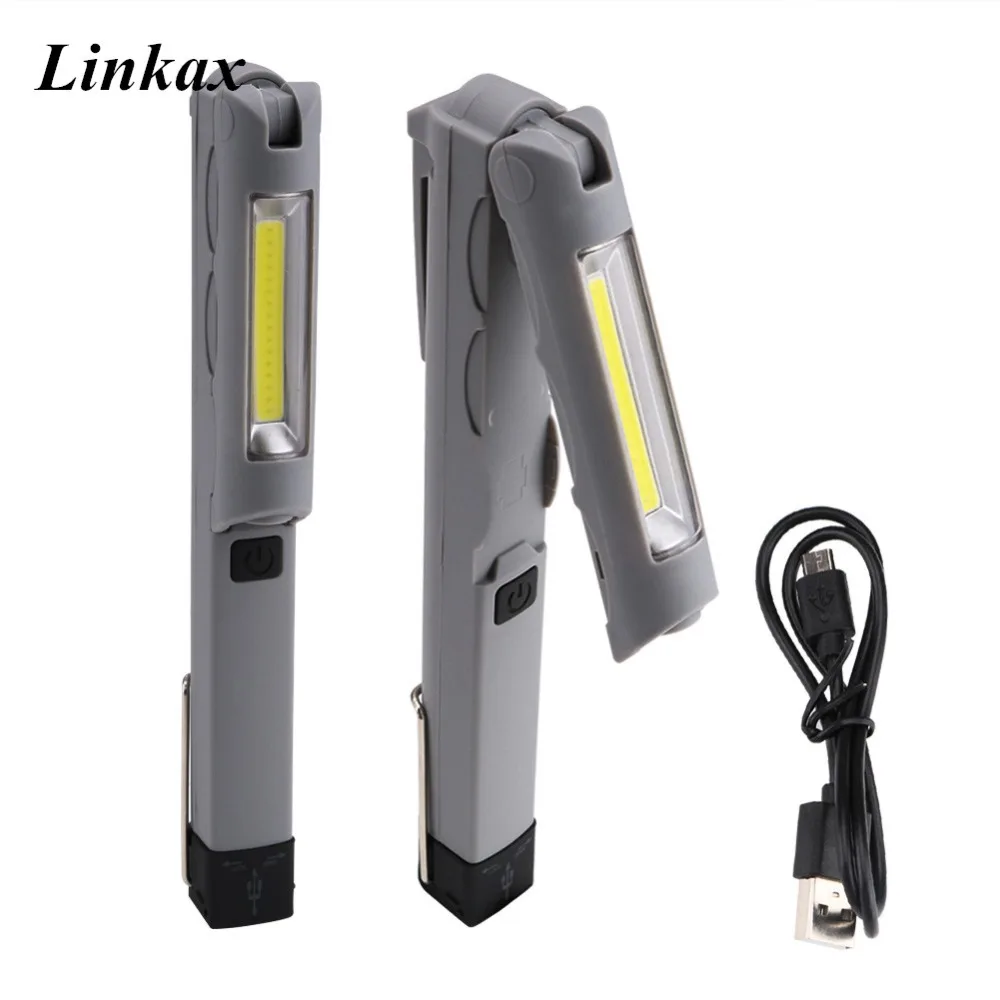

New Portable COB Flashlight Torch USB Rechargeable LED Work Light Magnetic COB Lanterna Hanging Hook Lamp For Outdoor Camping