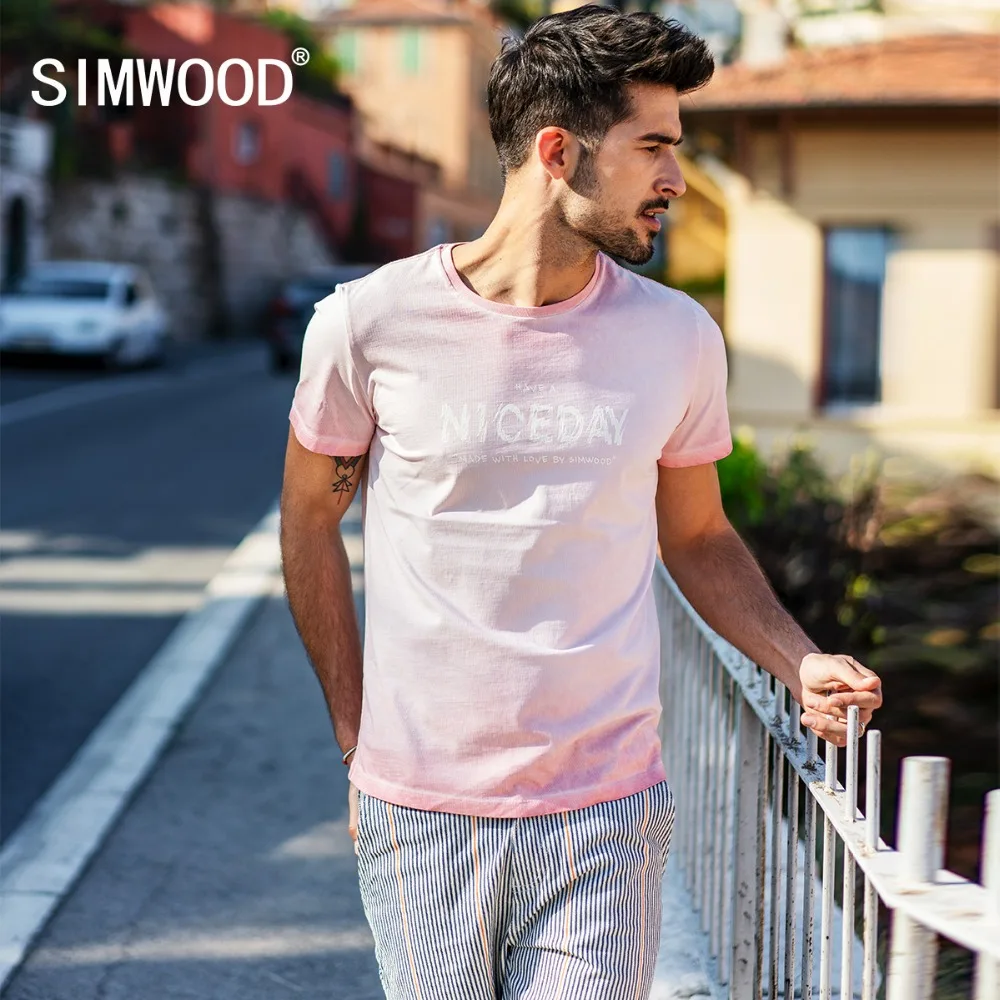 SIMWOOD 2019 летняя новая футболка Мужская модная винтажная тонкая высокого качества