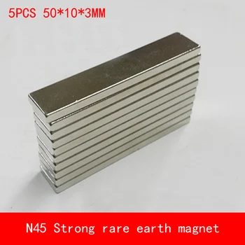 

5PCS 50*10*3mm N45 strip Strong magnetic force NdFeB rare earth magnet permanent 50X10X3MM