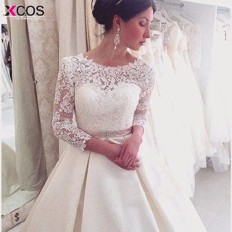 JIERUIZE-White-Lace-Appliques-Backless-Wedding-Dresses-3-4-Sleeves-Elegant-Simple-Bridal-Dresses-Open-Back