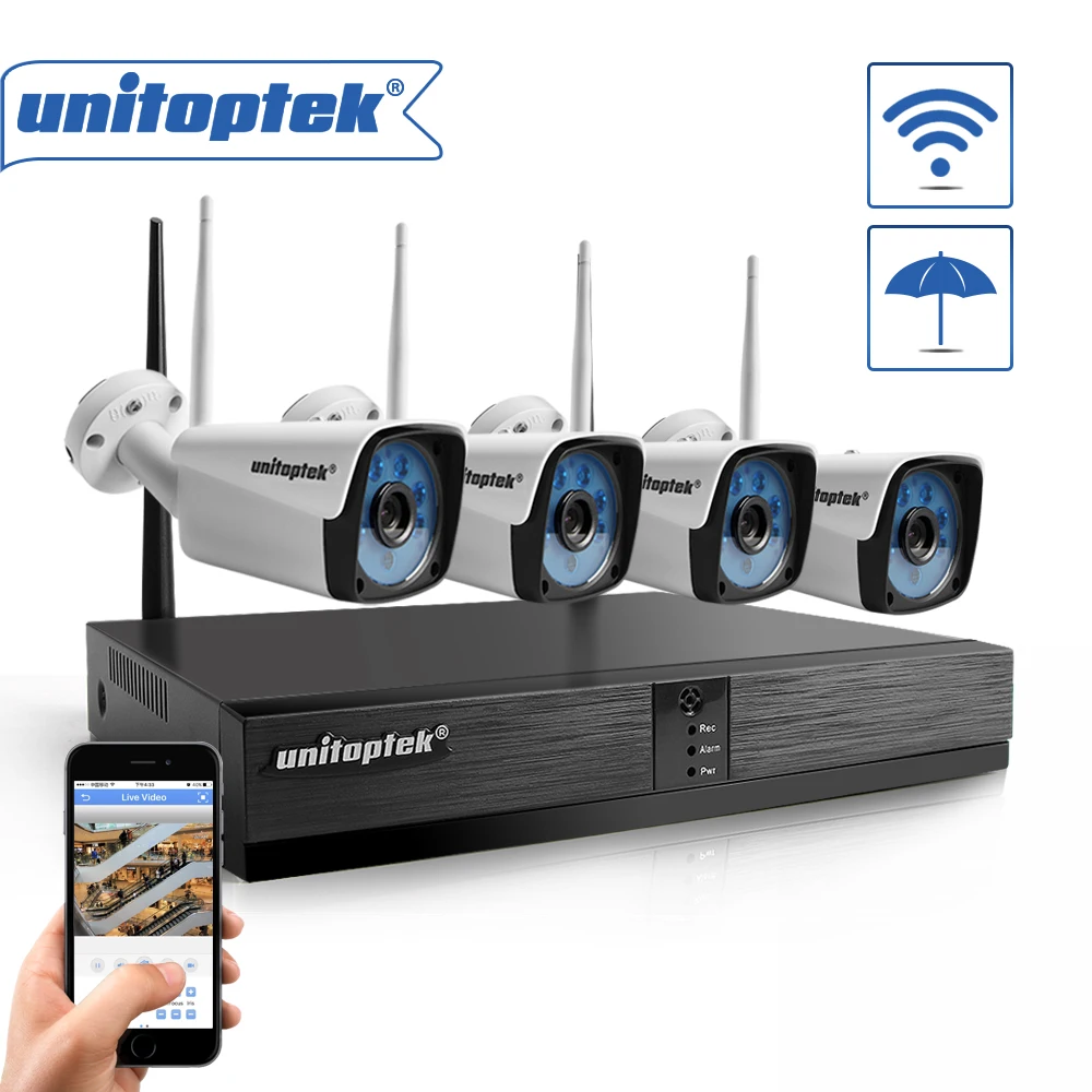 Wireless Security Camera System 4CH NVR Kit 720P HD Outdoor IP Camera