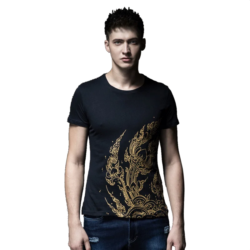 

Free shipping New Pin Li men's male round neck T-shirt printing Slim 100% cotton short-sleeved t-shirt Slim shirt D182111583