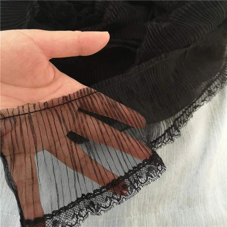 8CM Wide Tulle Pleated Chiffon Fabric Guipure Lace Trim Fabric Embroidery Fringe Ribbon Collar Decor Women Dress For Sewing DIY