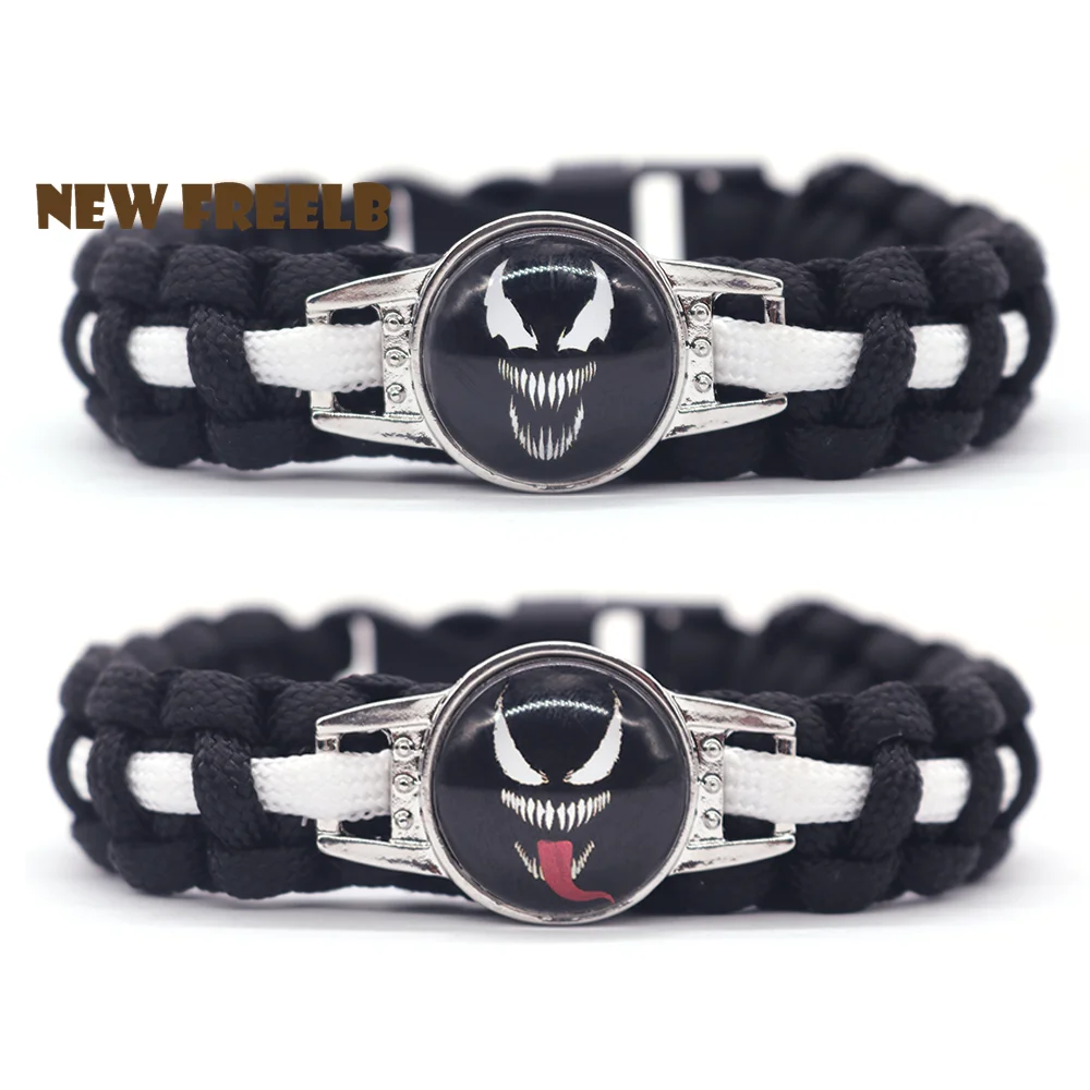 الهزلي خارقة السم الوجه شعار 550 Paracord أساور الزجاج اللون الأسود اليدوية مجوهرات في الهواء الطلق هدية عظيمة ل للجنسين المشجعين الهزلي خارقة السم الوجه شعار 550 Paracord أساور الزجاج اللون الأسود اليدوية مجوهرات في الهواء الطلق هدية عظيمة ل للجنسين المشجعين