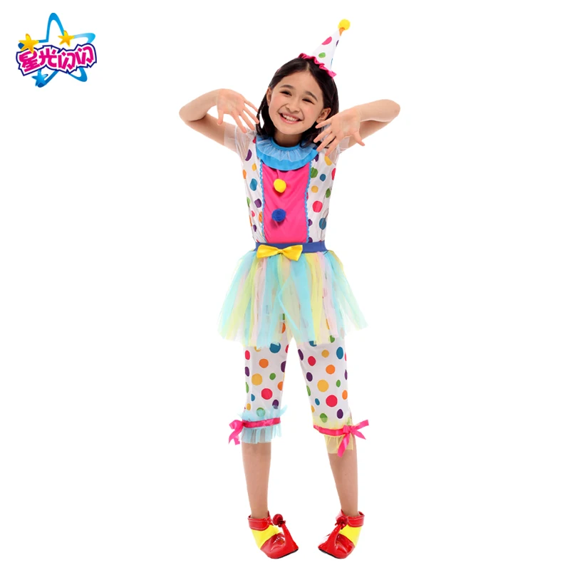 Kopen Gratis Verzending Clown Kostuums Kids Jongens Meisjes Circus Clown Kostuum Fancy Fantasia Infantil Cosplay voor Kinderen Party Dress Up