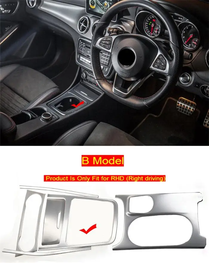Автомобильный Стайлинг центральный Управление Декоративные наклейки для Mercedes Benz CLA C117 GLA X156 воды Термосумка для термосов панель отделка из нержавеющей стали - Название цвета: B Model RHD